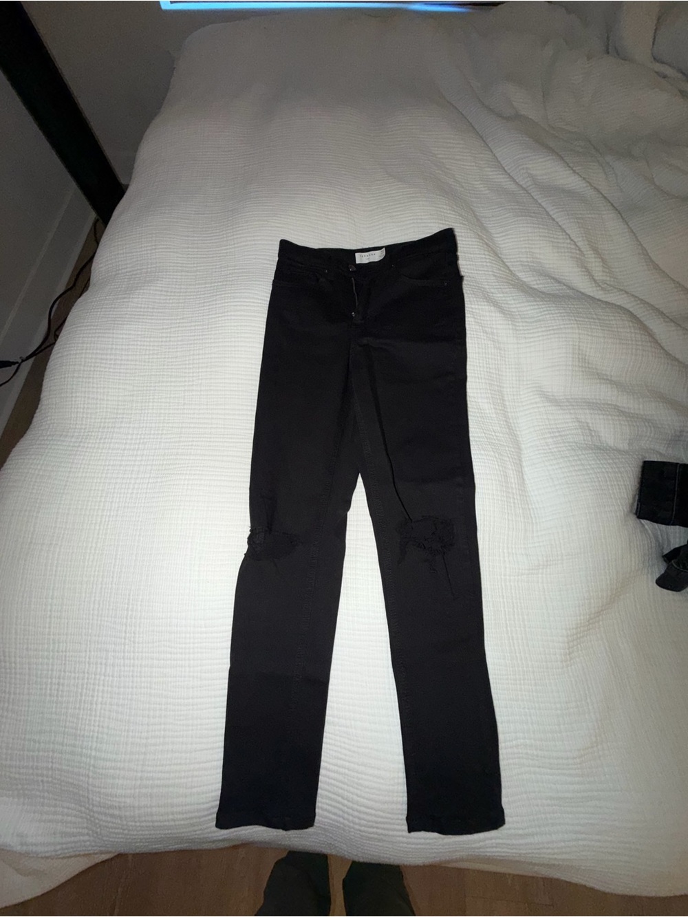 Topshop Black Distressed Knee Skinny Jeans